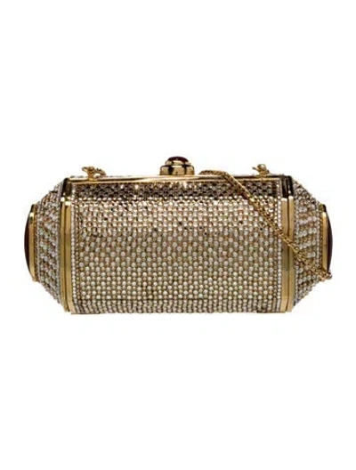 Pre-owned Judith Leiber Crystal Evening Bag In Gold