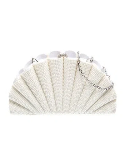 Pre-owned Judith Leiber Crystal Evening Bag In White