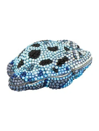 Pre-owned Judith Leiber Crystal Frog Trinket Box In Blue