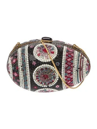 Pre-owned Judith Leiber Crystal Gem In Black