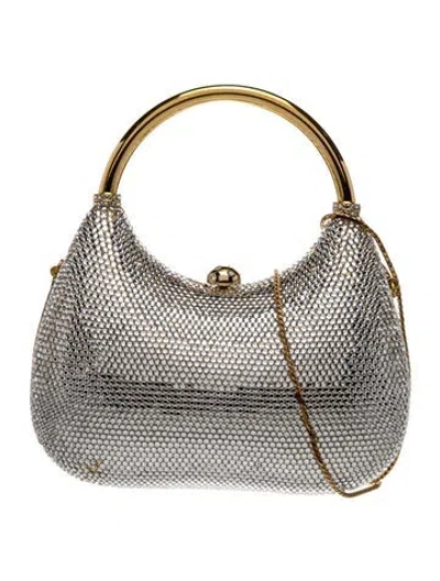 Pre-owned Judith Leiber Crystal Hobo In Silver