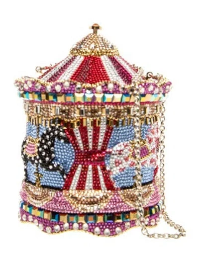 Pre-owned Judith Leiber Crystal Jane's Carousel In Gold