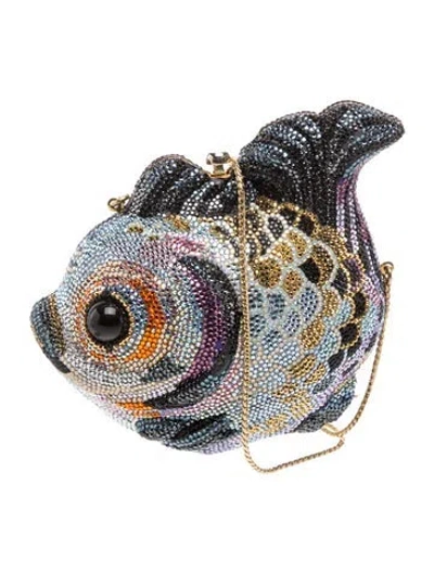 Pre-owned Judith Leiber Crystal Koi Fish In Blue