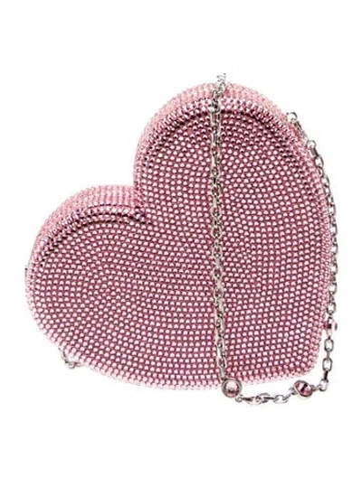 Pre-owned Judith Leiber Crystal L'amour Coeur Clutch Petit In Pink