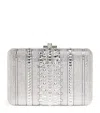 Judith Leiber Crystal Lattice Slim Slide Clutch Bag In Silver