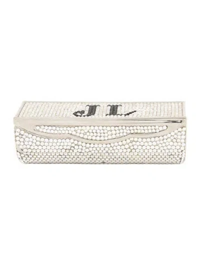 Pre-owned Judith Leiber Crystal Lipstick Holder In Silver