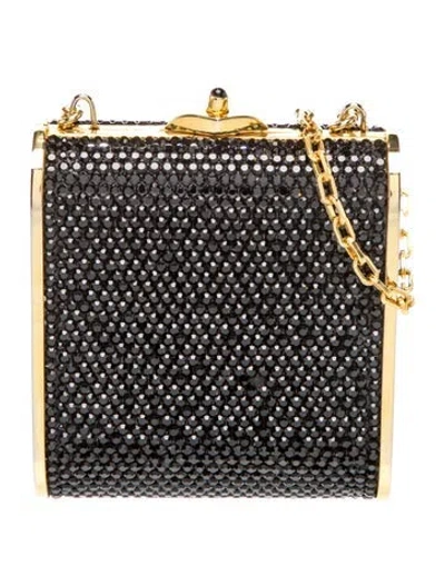 Pre-owned Judith Leiber Crystal Minaudière In Black