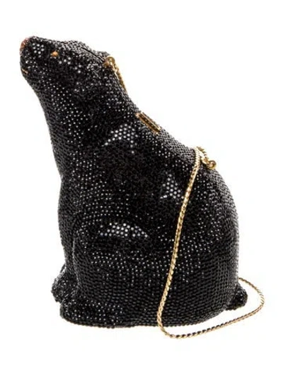 Pre-owned Judith Leiber Crystal Minaudière In Black