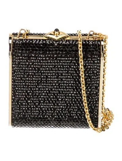 Pre-owned Judith Leiber Crystal Minaudière In Black