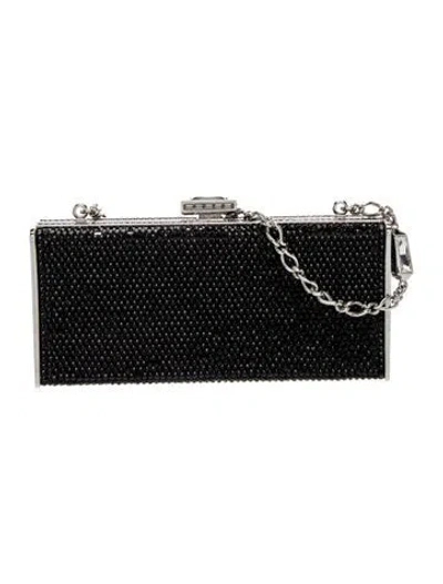 Pre-owned Judith Leiber Crystal Minaudière In Black