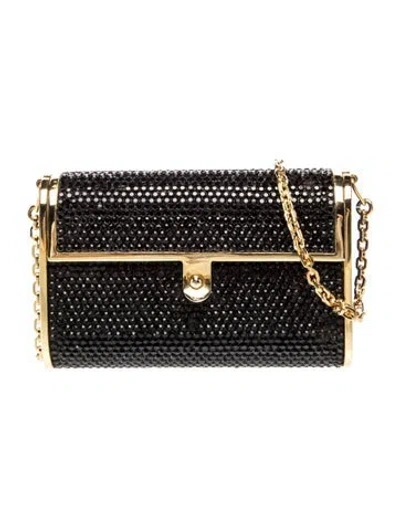 Pre-owned Judith Leiber Crystal Minaudière In Black
