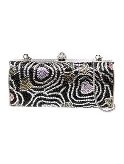 Pre-owned Judith Leiber Crystal Minaudière In Black