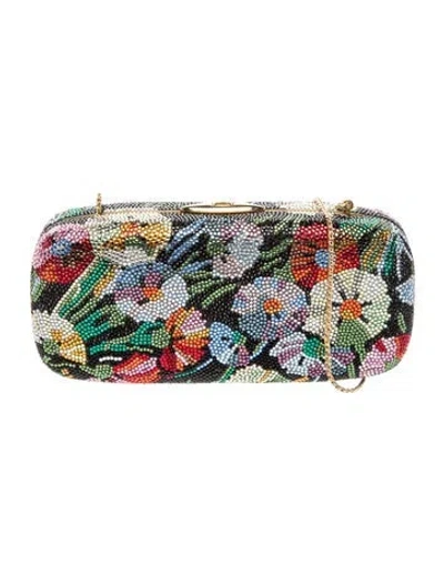 Pre-owned Judith Leiber Crystal Minaudière In Black