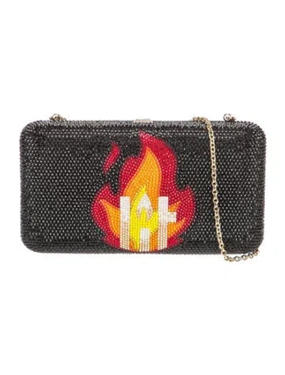 Pre-owned Judith Leiber Crystal Minaudière In Black