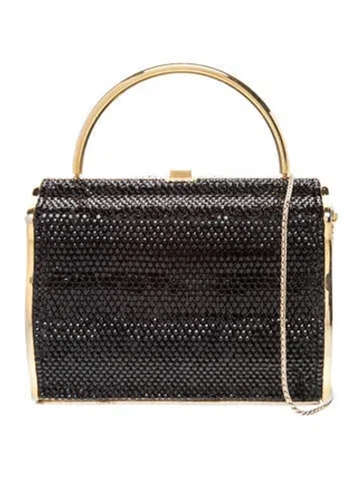 Pre-owned Judith Leiber Crystal Minaudière In Black
