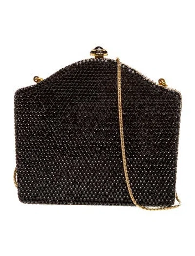 Pre-owned Judith Leiber Crystal Minaudière In Black