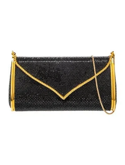 Pre-owned Judith Leiber Crystal Minaudière In Black