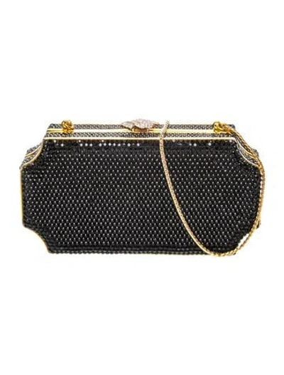 Pre-owned Judith Leiber Crystal Minaudière In Black