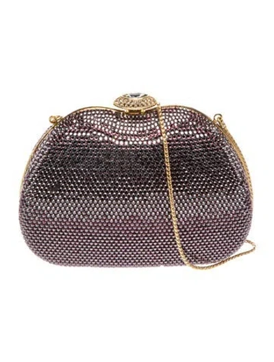 Pre-owned Judith Leiber Crystal Minaudière In Black