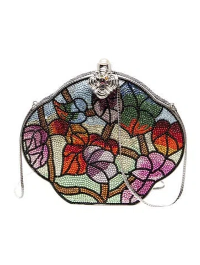 Pre-owned Judith Leiber Crystal Minaudière In Black