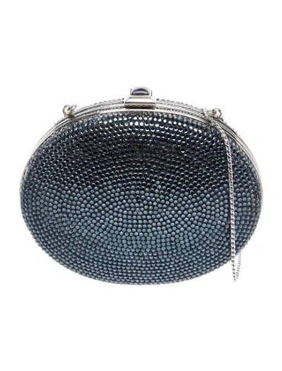 Pre-owned Judith Leiber Crystal Minaudière In Black