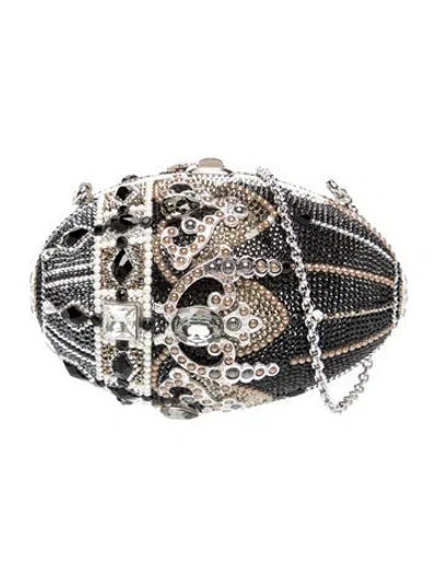 Pre-owned Judith Leiber Crystal Minaudière In Black