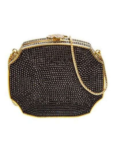 Pre-owned Judith Leiber Crystal Minaudière In Black