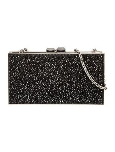 Pre-owned Judith Leiber Crystal Minaudière In Black
