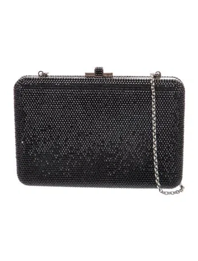 Pre-owned Judith Leiber Crystal Minaudière In Black