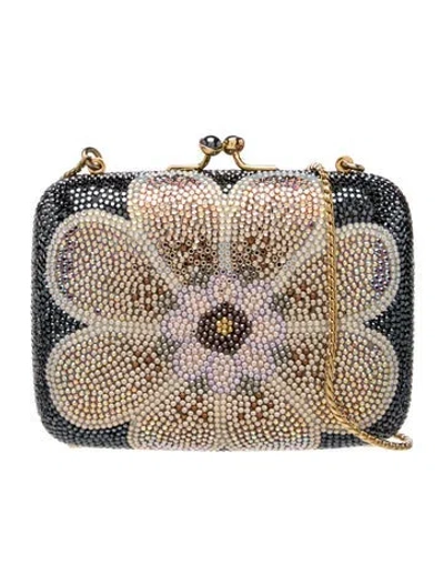 Pre-owned Judith Leiber Crystal Minaudière In Black