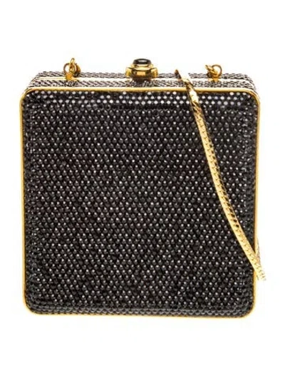 Pre-owned Judith Leiber Crystal Minaudière In Black