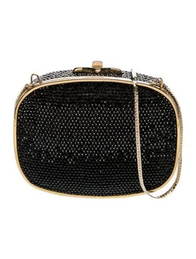 Pre-owned Judith Leiber Crystal Minaudière In Black