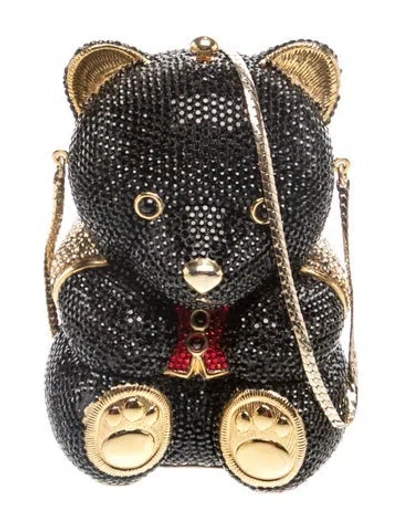 Pre-owned Judith Leiber Crystal Minaudière In Black/metallic/white