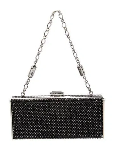 Pre-owned Judith Leiber Crystal Minaudière In Black/silver