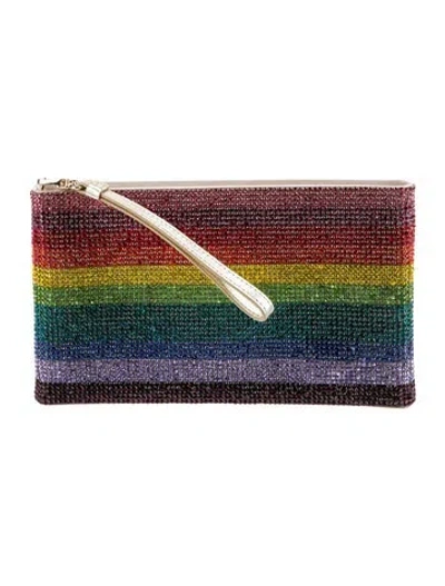 Pre-owned Judith Leiber Crystal Minaudière In Blue