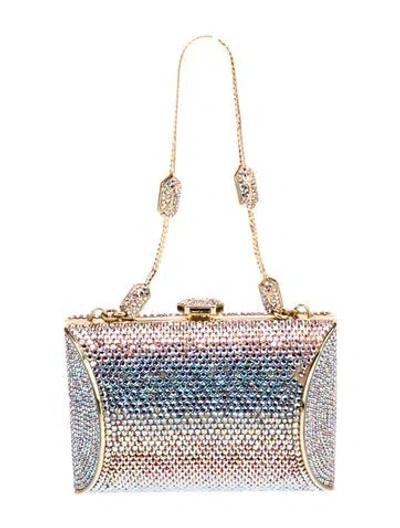 Pre-owned Judith Leiber Crystal Minaudière In Blue