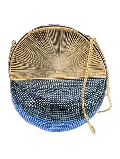 Pre-owned Judith Leiber Crystal Minaudière In Blue