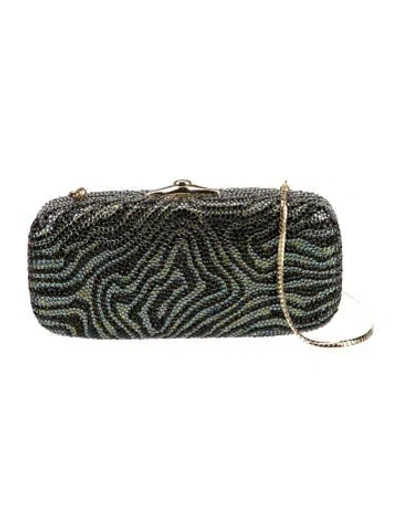 Pre-owned Judith Leiber Crystal Minaudière In Blue