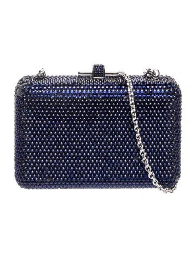 Pre-owned Judith Leiber Crystal Minaudière In Blue