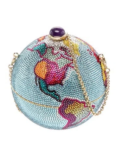 Pre-owned Judith Leiber Crystal Minaudière In Blue