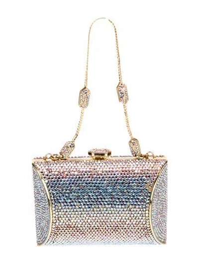 Pre-owned Judith Leiber Crystal Minaudière In Blue
