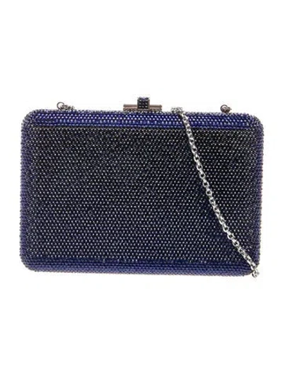 Pre-owned Judith Leiber Crystal Minaudière In Blue