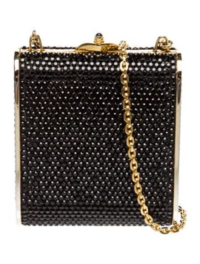 Pre-owned Judith Leiber Crystal Minaudière In Brown