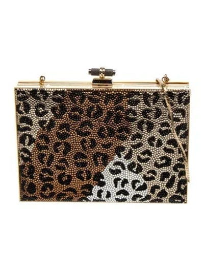 Pre-owned Judith Leiber Crystal Minaudière In Gold