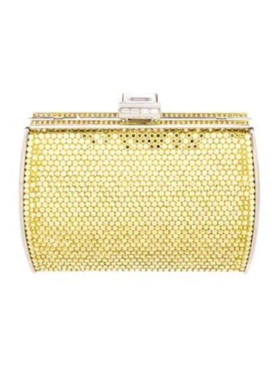 Pre-owned Judith Leiber Crystal Minaudière In Gold