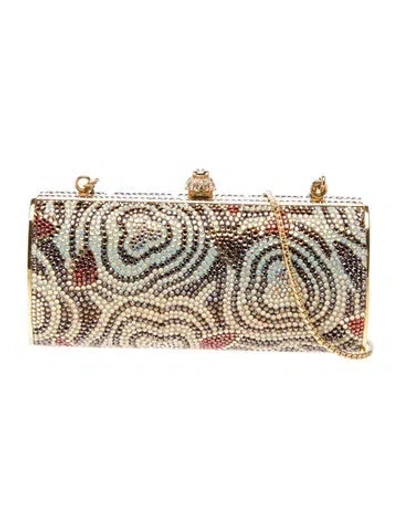 Pre-owned Judith Leiber Crystal Minaudière In Gold