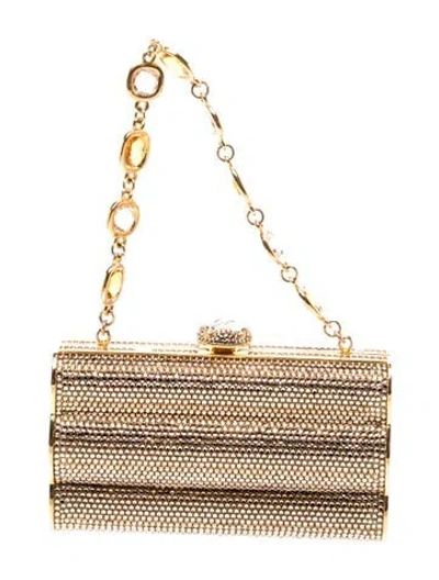 Pre-owned Judith Leiber Crystal Minaudière In Gold