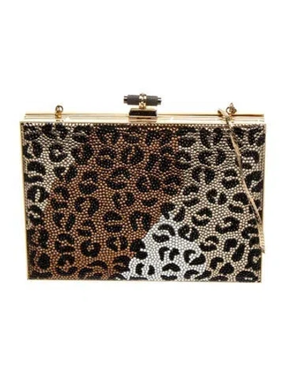Pre-owned Judith Leiber Crystal Minaudière In Gold