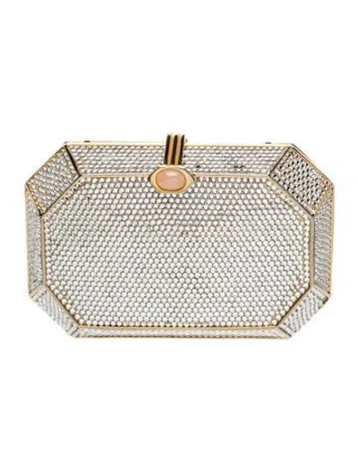 Pre-owned Judith Leiber Crystal Minaudière In Gold