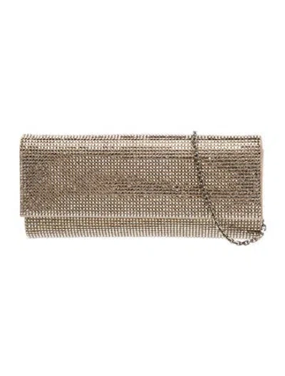 Pre-owned Judith Leiber Crystal Minaudière In Gold